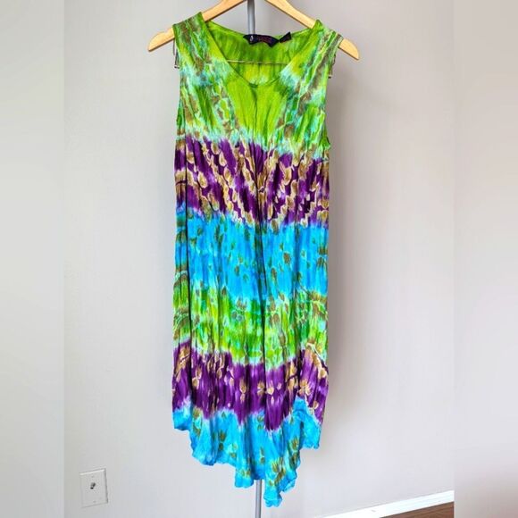 Dresses & Skirts - Model France summer umbrella coverup dress one size boho hippie tie die beachy